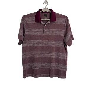 Greg Norman Polo Shirt Mens Large Purple Excellent Play Dry Space Dye Stripe